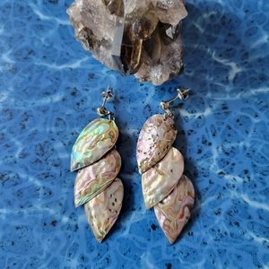 Beautiful, flowy, abalone shell post earrings.